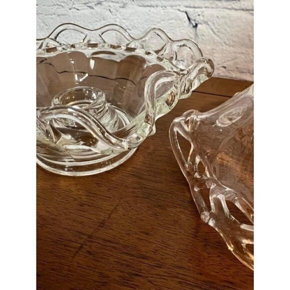 Vintage Duncan Miller Lace Edge Candle Holders Set of 2 - Picture 8 of 8